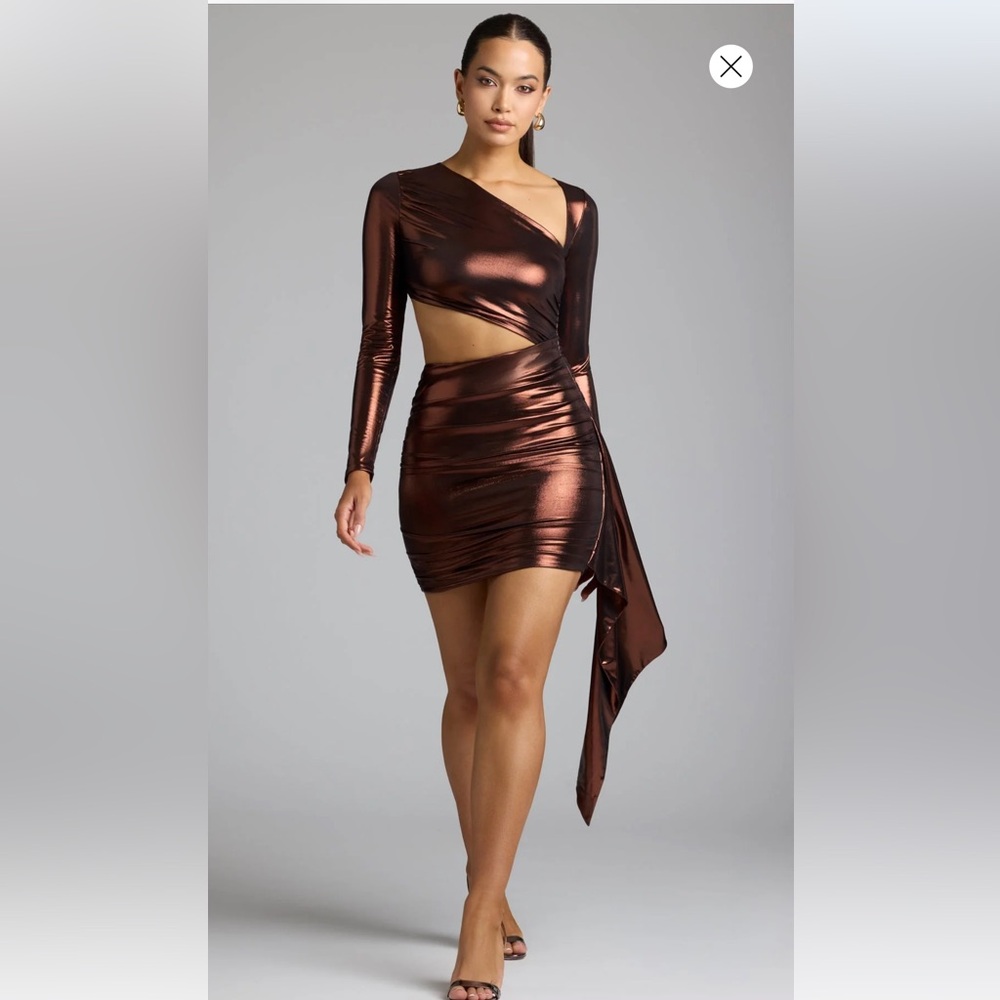 Oh Polly bronze metallic dress
